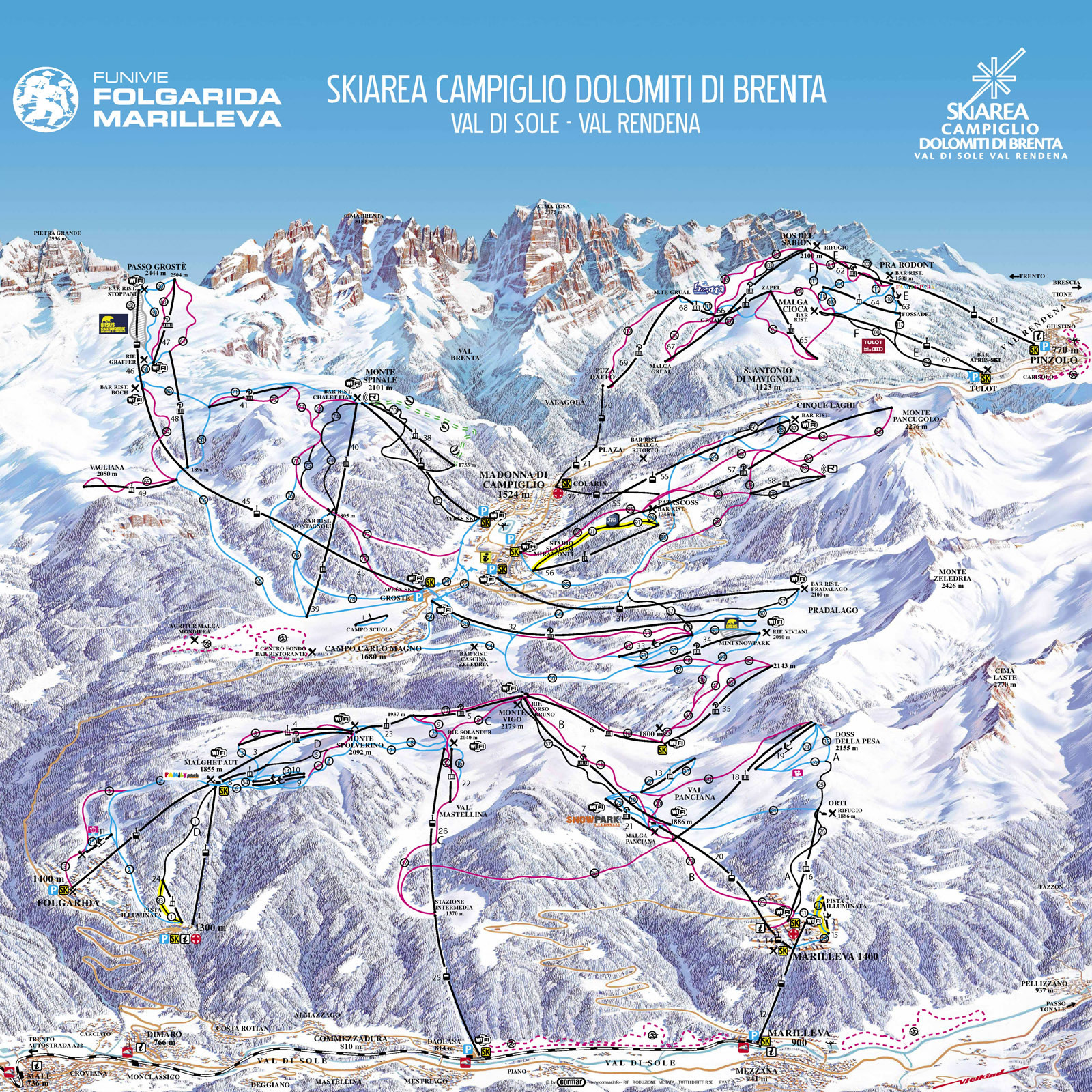Skimap SkiArea Campiglio Dolomiti di Brenta